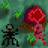 Pixel art hmyzí příšera na scéně
