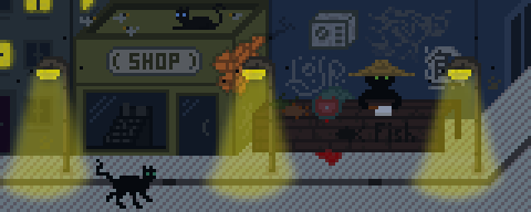 Pixel art animace Kočičí ulička